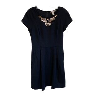Banana Republic Black Jewel Rhinestone‎ Neckline Glam Dress 4